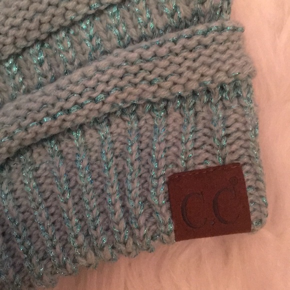 C.C Messy Bun Beanie Tail in Mint Metallic - Picture 4 of 15